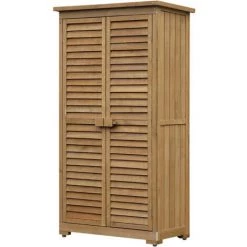 Aufbewahrung im Garten Verkäufe 2022 21 Outsunny Gartenschrank Holz Geräteschuppen Geräteschrank Werkzeugschrank Gartenhaus Holzhütte Pultdach Lamellentüren Tannenholz Natur 87 X 46,5 X 160 Cm