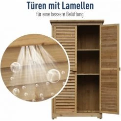 Outsunny Gartenschrank Holz Geräteschuppen Geräteschrank Werkzeugschrank Gartenhaus Holzhütte Pultdach Lamellentüren Tannenholz Natur 87 X 46,5 X 160 Cm -Aufbewahrung im Garten Verkäufe 2022 10998831 4