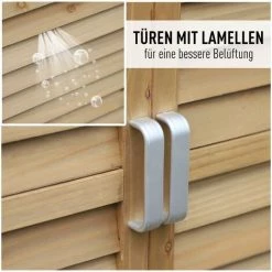 Outsunny Gartenschrank Holz Gerätehaus Gartenhaus Geräteschuppen Geräteschrank Holzhütte Pultdach Bitumenpappe Fensterladen Natur 87 X 46,5 X 96,5 Cm -Aufbewahrung im Garten Verkäufe 2022 11087939 5