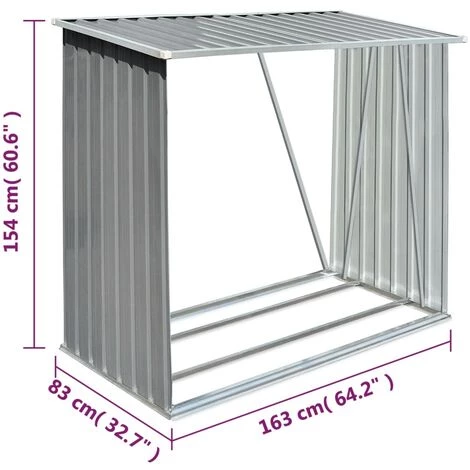 Brennholzlager Verzinkter Stahl 163 X 83 X 154 Cm Grau VidaXL 3 Brennholzlager Verzinkter Stahl 163 X 83 X 154 Cm Grau VidaXL – Bild 3