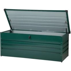 BELIANI Auflagenbox Dunkelgrün Metall 165x70 Cm Garten Terrasse