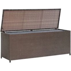 ASUPERMALL Garten-Aufbewahrungsbox Braun 120×50×60 Cm Poly Rattan
