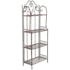 BISCOTTINI Multifunktionelle Und Klappbare Etagere Aus Schmiedeeisen Mit Antikiertem Rost-Finish L63xPR33xH165 Cm.