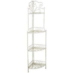 BISCOTTINI Multifunktionelle Und Klappbare Ecketagere Aus Schmiedeeisen Mit Antikiertem Weißem Finish L46xPR32xH155 Cm.