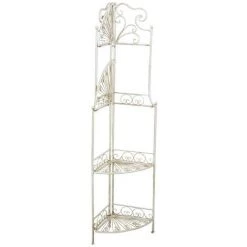 BISCOTTINI Multifunktionelle Und Klappbare Ecketagere Aus Schmiedeeisen Mit Antikiertem Weißem Finish L46xPR32xH155 Cm. -Aufbewahrung im Garten Verkäufe 2022 18661694 3