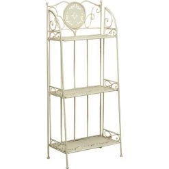 BISCOTTINI Multifunktionelle Und Klappbare Etagere Aus Schmiedeeisen Mit Antikiertem Weißem Finish L48xPR27xH113 Cm.