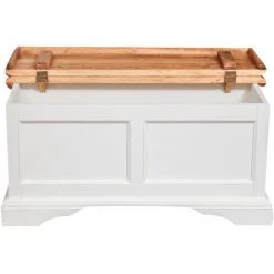 BISCOTTINI Truhe Im Country-Stil Aus Massivem Lindenholz Mit Antikierter Weißer Struktur Und Platte Mit Natürlichem Finish L100xPR38xH48 Cm -Aufbewahrung im Garten Verkäufe 2022 18665726 5