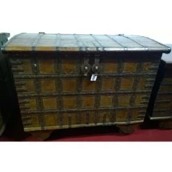 BISCOTTINI Alte Schatzkiste Aus Holz Und Eisen L108xPR65xH82 Cm