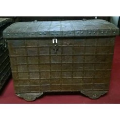 BISCOTTINI Alte Schatzkiste Aus Holz Und Eisen L124xPR77xH100 Cm