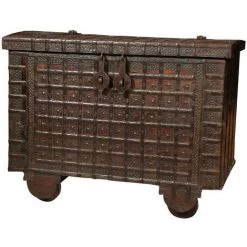 BISCOTTINI Alte Schatztruhe Aus Holz Und Eisen