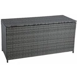 ESTEXO Auflagenbox Poly Rattan Kissenbox Gartenbox Aufbewahrungsbox Anthrazit-Grau