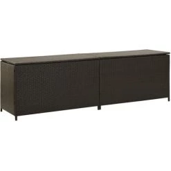 ASUPERMALL Gartenbox Poly Rattan 200×50×60 Cm Braun