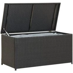 ASUPERMALL Gartenbox Poly Rattan 100×50×50 Cm Schwarz
