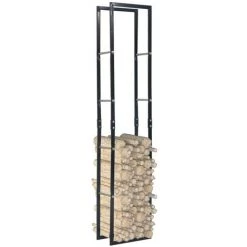 Hommoo Brennholzregal Schwarz 40x25x200 Cm Stahl VD25977