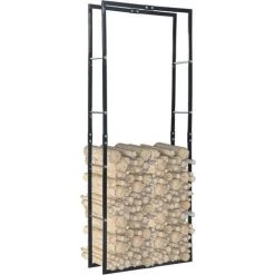 Hommoo Brennholzregal Schwarz 80x25x200 Cm Stahl VD25979