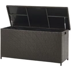 BELIANI Auflagenbox Braun Rattan 126 X 46 Cm 290 L Mit Deckel Für Garten Für Terrasse Aufbewahrung Kissenbox