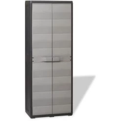 ASUPERMALL Gartenschrank Mit 3 Regalboden Schwarz Und Grau