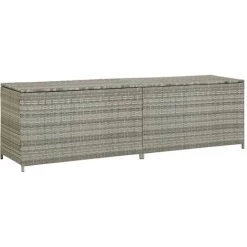 ASUPERMALL Gartenbox Poly Rattan 200×50×60 Cm Grau