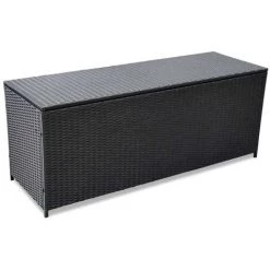 YOUTHUP Garden-Auflagenbox Schwarz 150×50×60 Cm Poly Rattan