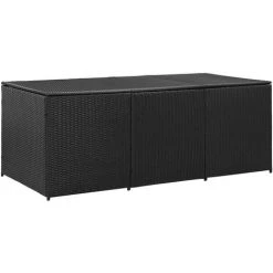 YOUTHUP Gartenbox Poly Rattan 180×90×75 Cm Schwarz