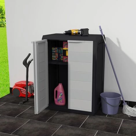 YOUTHUP Gartenschrank Mit 1 Regal Schwarz Und Grau 2 YOUTHUP Gartenschrank Mit 1 Regal Schwarz Und Grau – Bild 2