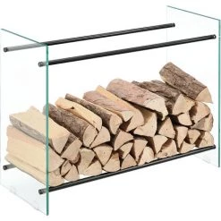 [EN.CASA] Kaminholzregal Oshawa 80x60x35 Cm Glas En.casa