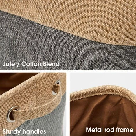 BEARSU Faltbarer Aufbewahrungskorb Aus Segeltuch Mit Griffen - 3er-Set. 2 BEARSU Faltbarer Aufbewahrungskorb Aus Segeltuch Mit Griffen - 3er-Set. – Bild 2