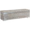 YOUTHUP Aufbewahrungsbox 120 Cm Weiß Kubu-Rattan Und Massivholz Mango