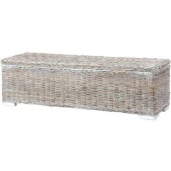 YOUTHUP Aufbewahrungsbox 120 Cm Weiß Kubu-Rattan Und Massivholz Mango -Aufbewahrung im Garten Verkäufe 2022 27653023 5