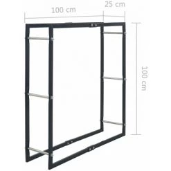 ASUPERMALL Brennholzregal Schwarz 100×25×100 Cm Stahl -Aufbewahrung im Garten Verkäufe 2022 28017020 5