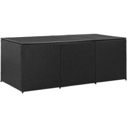 ASUPERMALL Gartenbox Poly Rattan 180×90×75 Cm Schwarz