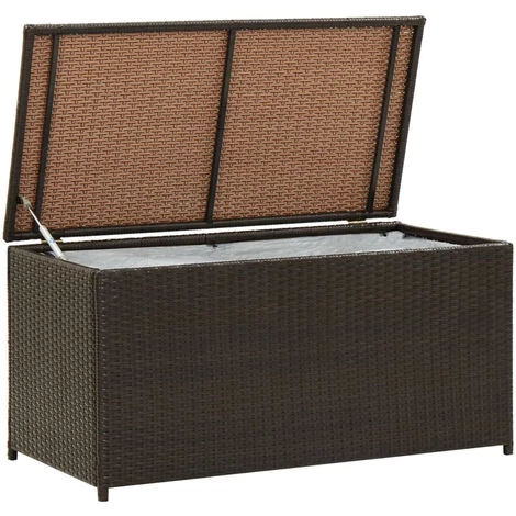 ASUPERMALL Gartenbox Poly Rattan 100×50×50 Cm Braun 1 ASUPERMALL Gartenbox Poly Rattan 100×50×50 Cm Braun