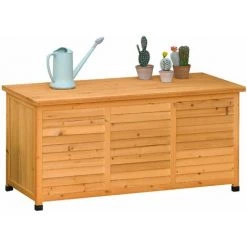 Outsunny Gartenschrank Gerätehaus Gerätescharank Wasserbeständig Tannenholz Dauerhaft Große Raum 127 X 56 X 60 Cm Gelb