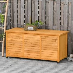 Outsunny Gartenschrank Gerätehaus Gerätescharank Wasserbeständig Tannenholz Dauerhaft Große Raum 127 X 56 X 60 Cm Gelb -Aufbewahrung im Garten Verkäufe 2022 30086825 3