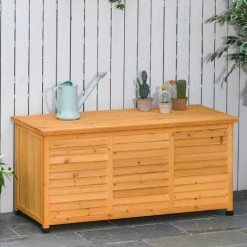 Outsunny Gartenschrank Gerätehaus Gerätescharank Wasserbeständig Tannenholz Dauerhaft Große Raum 127 X 56 X 60 Cm Gelb -Aufbewahrung im Garten Verkäufe 2022 30086825 4