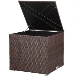 Casaria Poly Rattan Auflagenbox Kissenbox Gartenbox Lounge 75x75x70 Cm Wasserdicht Innentasche Gasdruckfeder Wetterfest Braun
