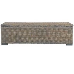 ABCRITAL Aufbewahrungsbox 120 Cm Grau Kubu-Rattan Und Massivholz Mango -Aufbewahrung im Garten Verkäufe 2022 32598049 3