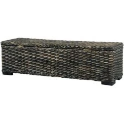 ABCRITAL Aufbewahrungsbox 120 Cm Schwarz Kubu-Rattan Massivholz Mango -Aufbewahrung im Garten Verkäufe 2022 32598050 5
