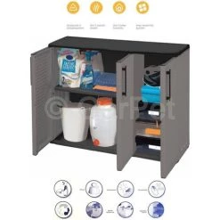 GARPET Gartenschrank 3-türig Kunststoff Balkon Werkstatt Haushalts Schrank Wetterfest