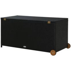ASUPERMALL Garten-Aufbewahrungsbox Schwarz 130x65x115 Cm Poly Rattan -Aufbewahrung im Garten Verkäufe 2022 35037905 4