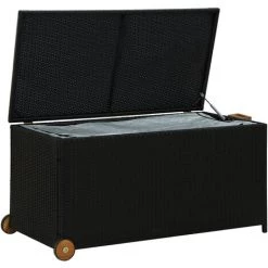 ASUPERMALL Garten-Aufbewahrungsbox Schwarz 130x65x115 Cm Poly Rattan -Aufbewahrung im Garten Verkäufe 2022 35037905 5