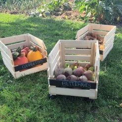 ALICE'S GARDEN 3er-Set Stapelkisten Aus Natürlichem Kiefernholz Mit Rädern, Vorratskiste, Gemüseaufbewahrung, Schiefertafel, L37 X B30 X H80cm Gestapelt -Aufbewahrung im Garten Verkäufe 2022 38929635 5