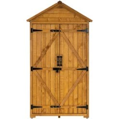 MCombo Gartenschrank Geräteschuppen Werkzeugschrank 1000, Outdoor-Schrank Gartenbox, Mit Satteldach, Aus Holz, Natur, 48 X 90 X 178 Cm -Aufbewahrung im Garten Verkäufe 2022 39762522 3