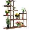 GOPLUS Blumenregal Aus Massivholz, Blumentreppen Mit Mehreren Etagen, MehrstoeckigesPflanzenregal, Blumenstaender Für Balkon, Wohnzimmer Oder Garten, Für Innen Und Aussen (7 Etagen)