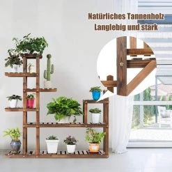 GOPLUS Blumenregal Aus Massivholz, Blumentreppen Mit Mehreren Etagen, MehrstoeckigesPflanzenregal, Blumenstaender Für Balkon, Wohnzimmer Oder Garten, Für Innen Und Aussen (7 Etagen) -Aufbewahrung im Garten Verkäufe 2022 40370676 3