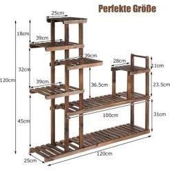 GOPLUS Blumenregal Aus Massivholz, Blumentreppen Mit Mehreren Etagen, MehrstoeckigesPflanzenregal, Blumenstaender Für Balkon, Wohnzimmer Oder Garten, Für Innen Und Aussen (7 Etagen) -Aufbewahrung im Garten Verkäufe 2022 40370676 5