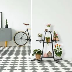 Relaxdays Blumentreppe Metall, Vintage, HxBxT: 83 X 75 X 24 Cm, Pflanzenregal Innen, Blumentreppe Mit 7 Ablagen, Schwarz -Aufbewahrung im Garten Verkäufe 2022 43635891 3