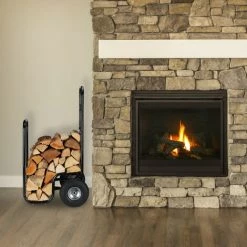 Relaxdays Kaminholzwagen, Brennholzwagen Aus Stahl, Mit 2 Luftreifen, Bis 60 Kg, Holztransport & -aufbewahrung, Schwarz -Aufbewahrung im Garten Verkäufe 2022 44005191 3