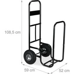 Relaxdays Kaminholzwagen, Brennholzwagen Aus Stahl, Mit 2 Luftreifen, Bis 60 Kg, Holztransport & -aufbewahrung, Schwarz -Aufbewahrung im Garten Verkäufe 2022 44005191 5