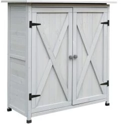 Outsunny Geräteschuppen Mit 2 Türen 110 Cm X 55cm X117 Cm Grau